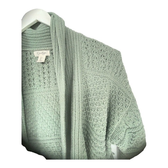 Jessica Simpson Women's Open Front Duster Cardigan Sweater Waffle Knit SZ Large - Picture 2 of 6